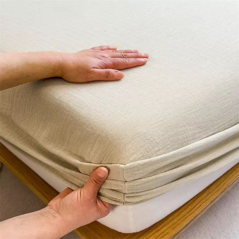 A类婴儿级色织全棉双层纱单件床笠纯棉纱布防滑床罩