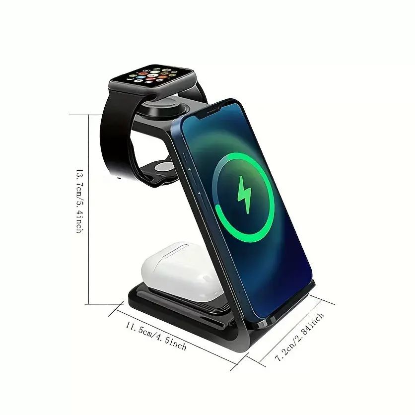 Multifunctional 15W Vertical Fast Charging Stand New Three-in-One Wireless Charger