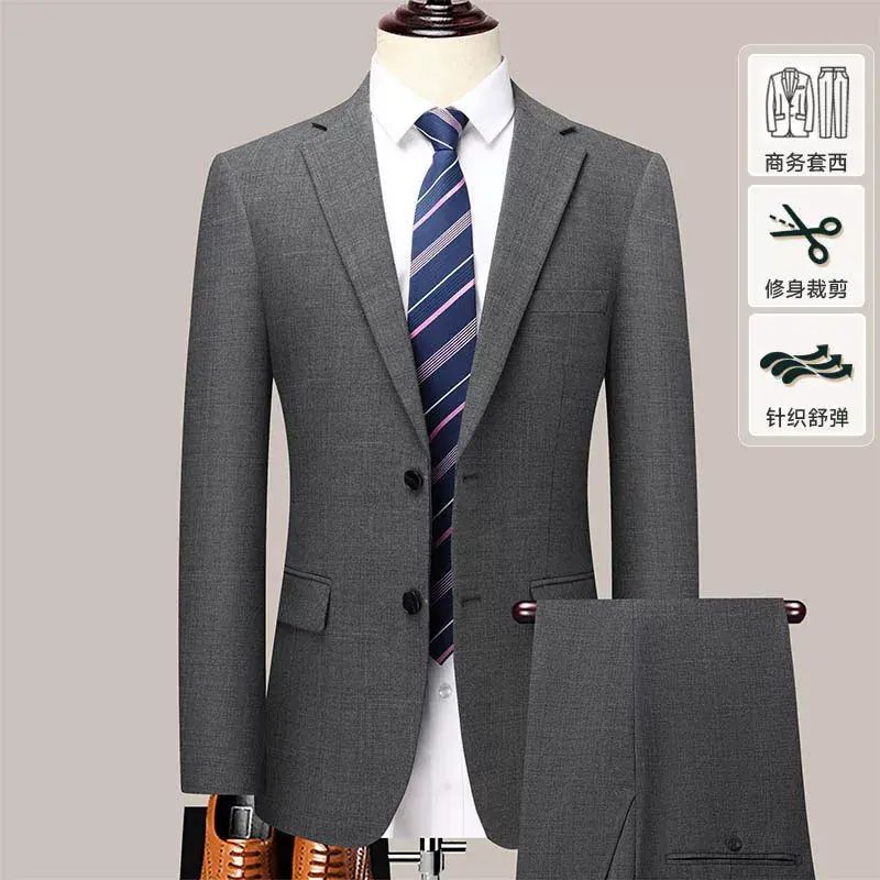 1秋冬仿毛料開叉西服套裝商務正裝男士西裝韓版職業婚禮西服套西