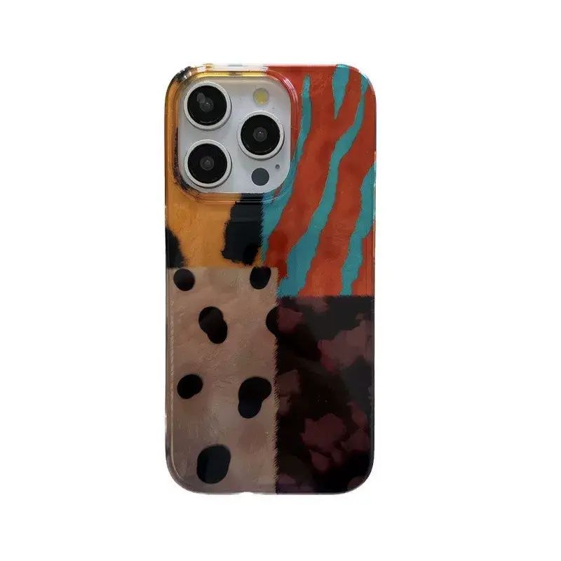 秋冬四色豹纹拼接适用iPhone17ProMax手机壳15苹果16小众女14新款