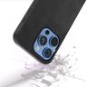 適用於iPhone 16 Pro 黑邊雙色牛皮紋PU手機殼（黑色）