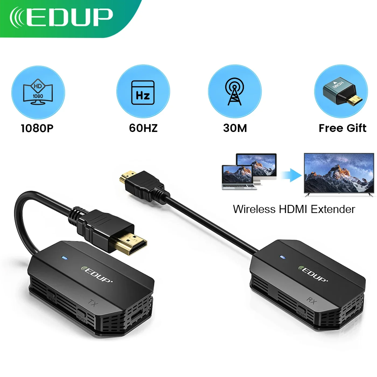 EDUP | EDUP EH-WD9905 1080P Wireless HDMI Transmitter Receiver 60HZ ...