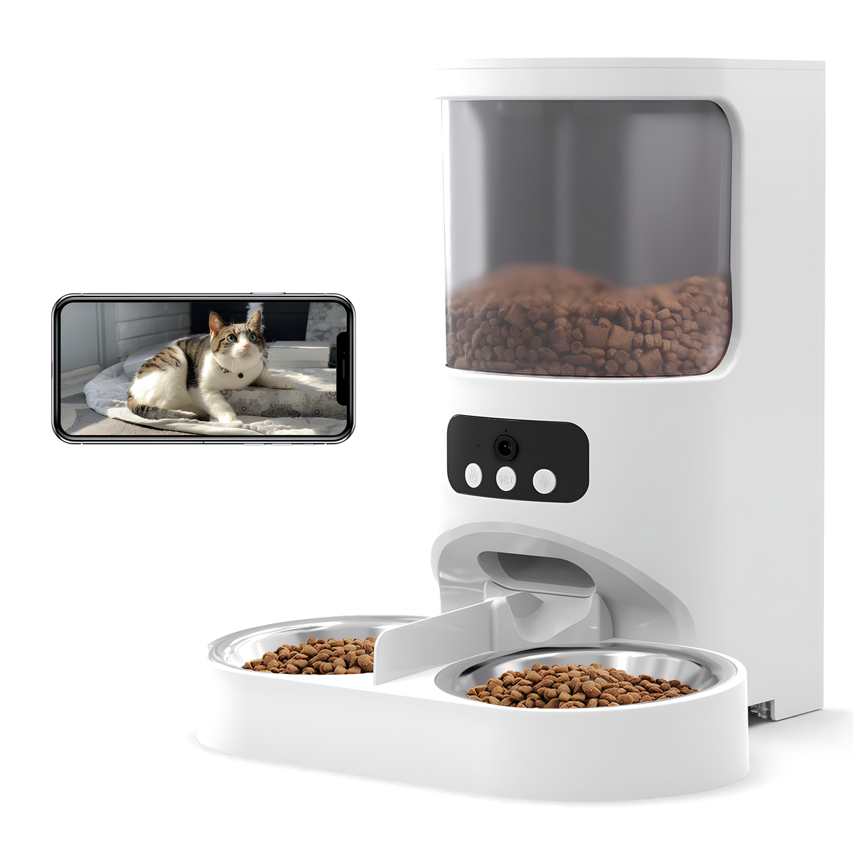 Mobipeet 智能视频双碗多宠自反喂食器 粮粮机 宠物喂食机 猫狗碗 定时定量 投喂机器双碗 远程可视