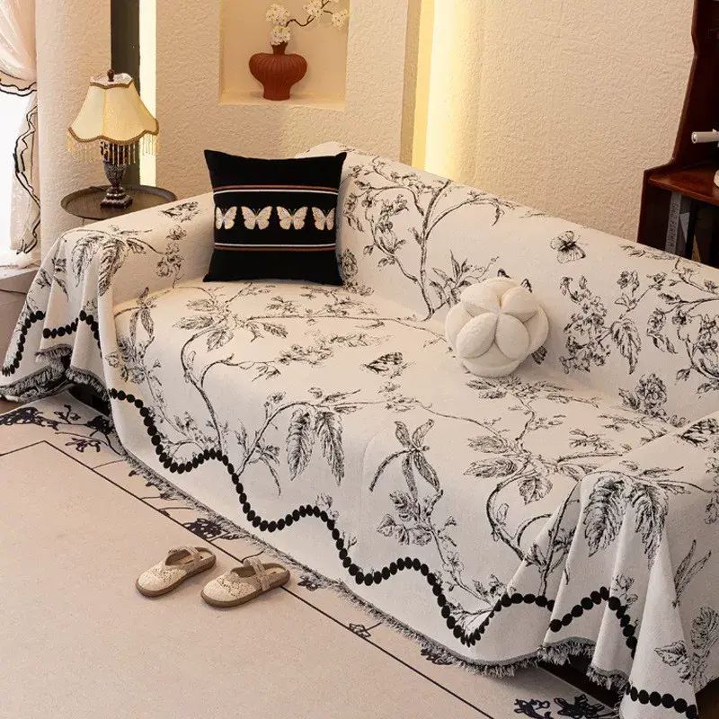 奶油风沙发盖布巾雪尼尔防滑防水沙发垫防猫抓一片沙发巾