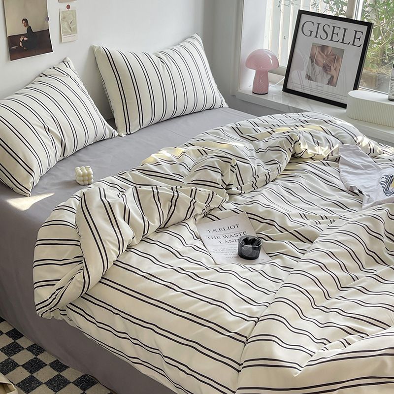 Spring and summer striped bedding set | Simple striped four piece set