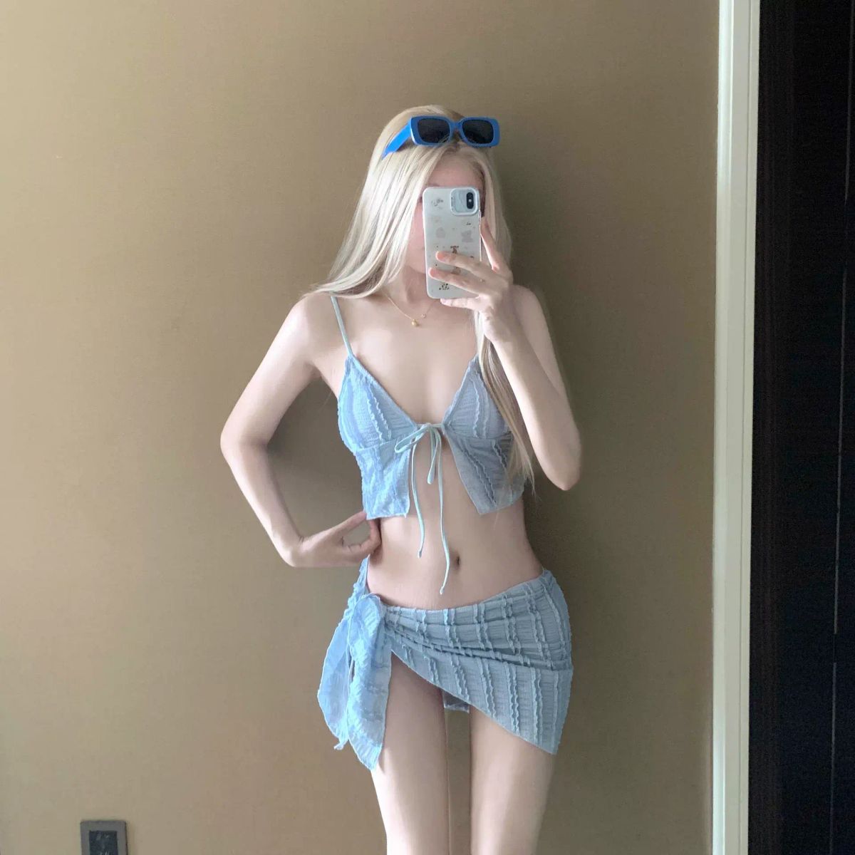 Swimsuit Bikini Ring New Ins Style Three-piece Set Pure Desire Style Hot Spring