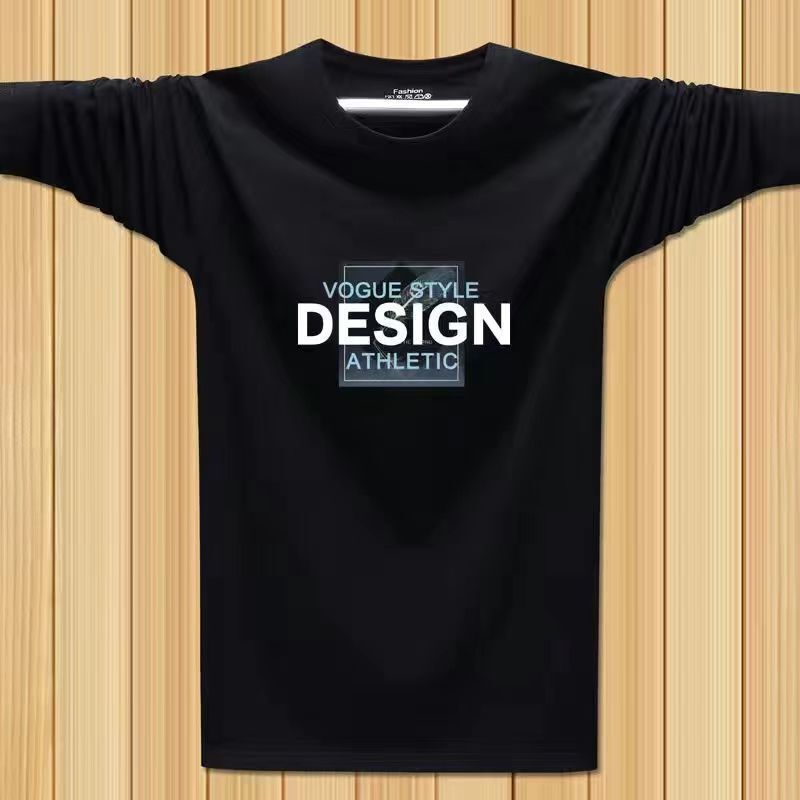 秋冬季T恤男士潮流长袖圆领印花休闲T恤长袖打底衫in代发-长袖DS羽毛浅灰 L