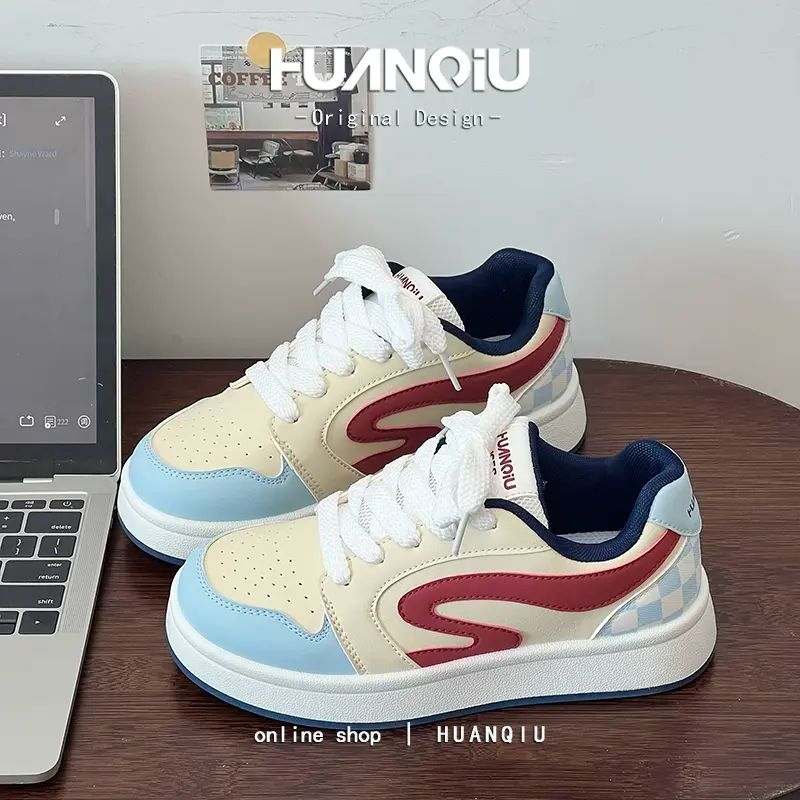 环球透气小香风甜美小白鞋女2025新款爆款百搭潮流厚底增高休闲鞋