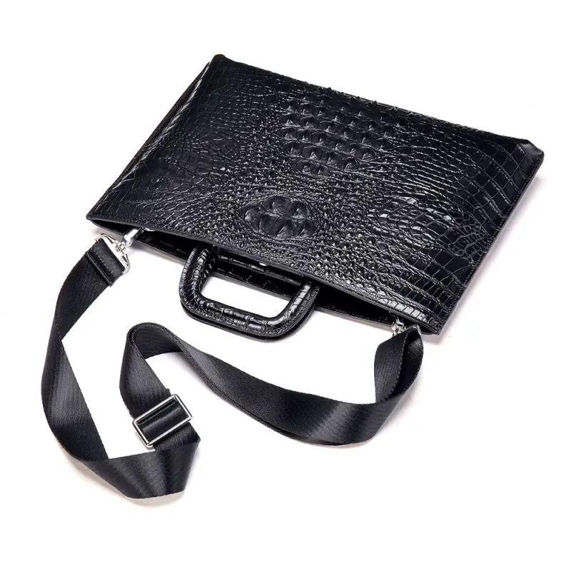 欧美风高质感大容量鳄鱼纹手提包 真皮多功能气质通勤斜挎商务包