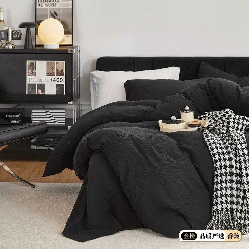 婴儿级全棉双层纱四件套纯棉裸睡床单三层纱布日式床上用品