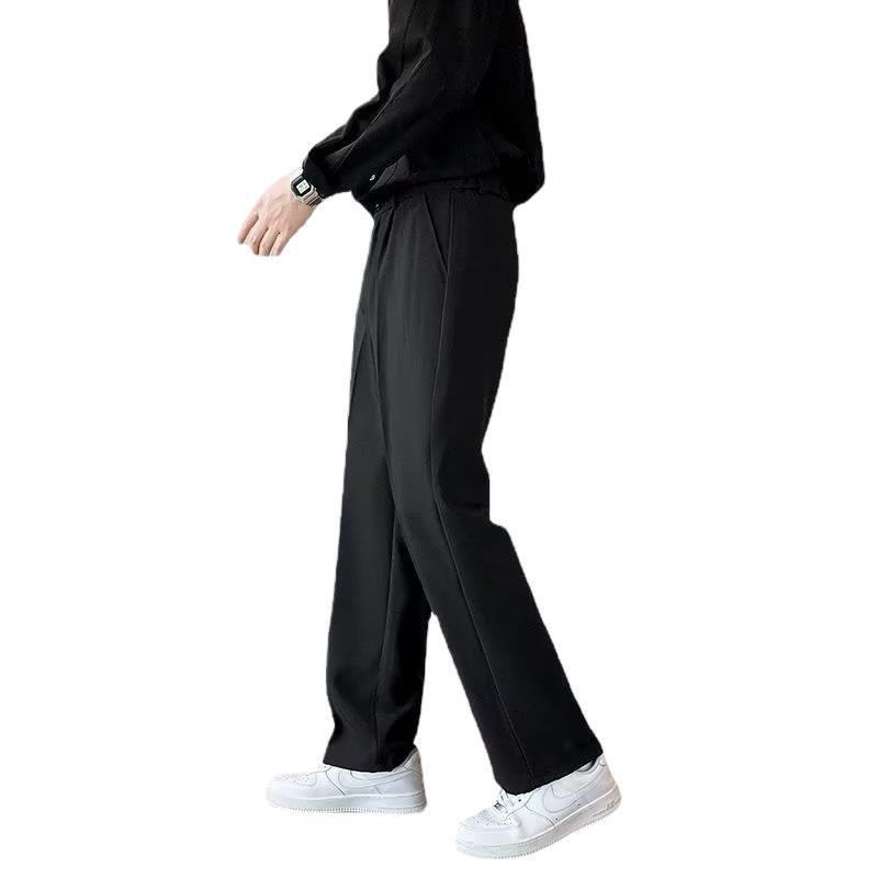 Slim Straight Men's Spring Streetwear Loose Trendy Wide Leg Pants-Black S