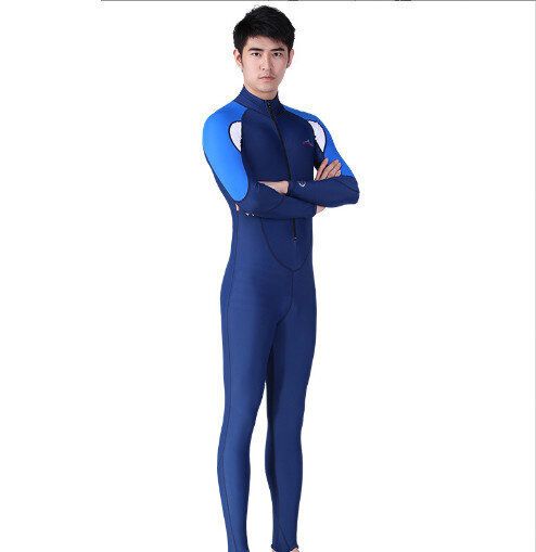 多功能連體防曬潛水衣衝浪浮潛水母泳衣泳裝(男款藍色S-4XL碼)(下單後請聯絡客服確認發貨尺碼)