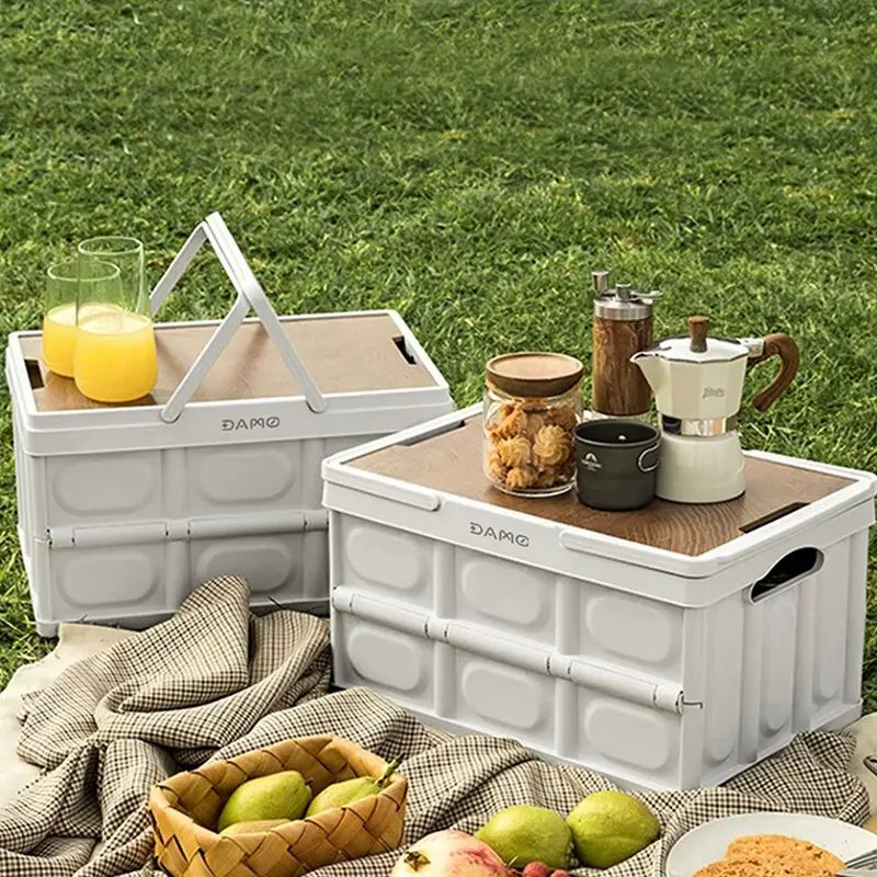 大迈-DAMO-折叠收纳箱 收纳箱 储物箱 车载收纳箱 车载储物箱 室内 室外多场景适用 衣物收纳箱 木板盖头设计 可当桌面 折叠收纳箱 露营收纳箱 野营储物箱