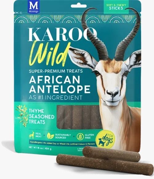 南非羚羊肉條(百里香草味)狗小食(16安士/454克)高蛋白低脂低敏