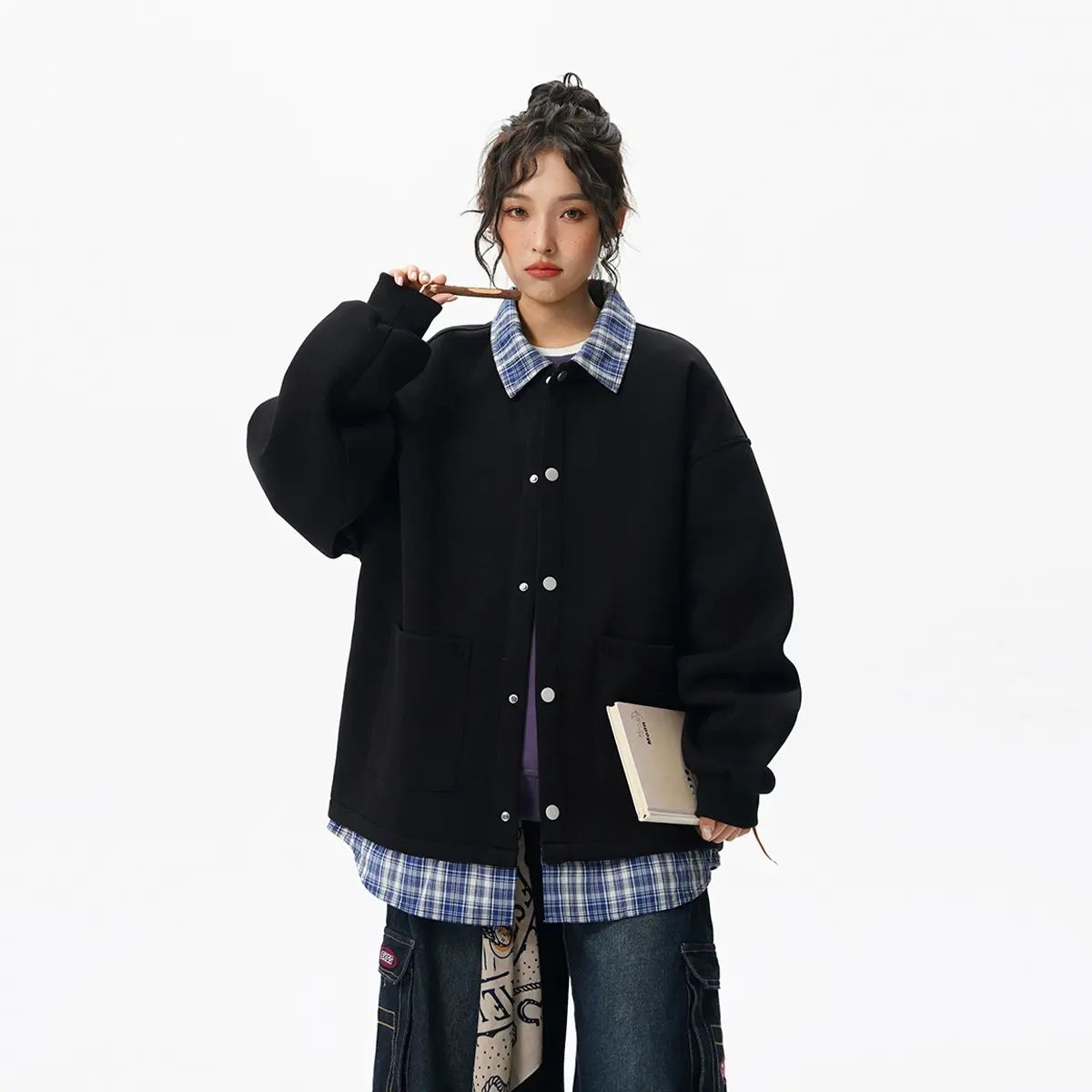 拉链秋季外套卫衣尖领针织长袖