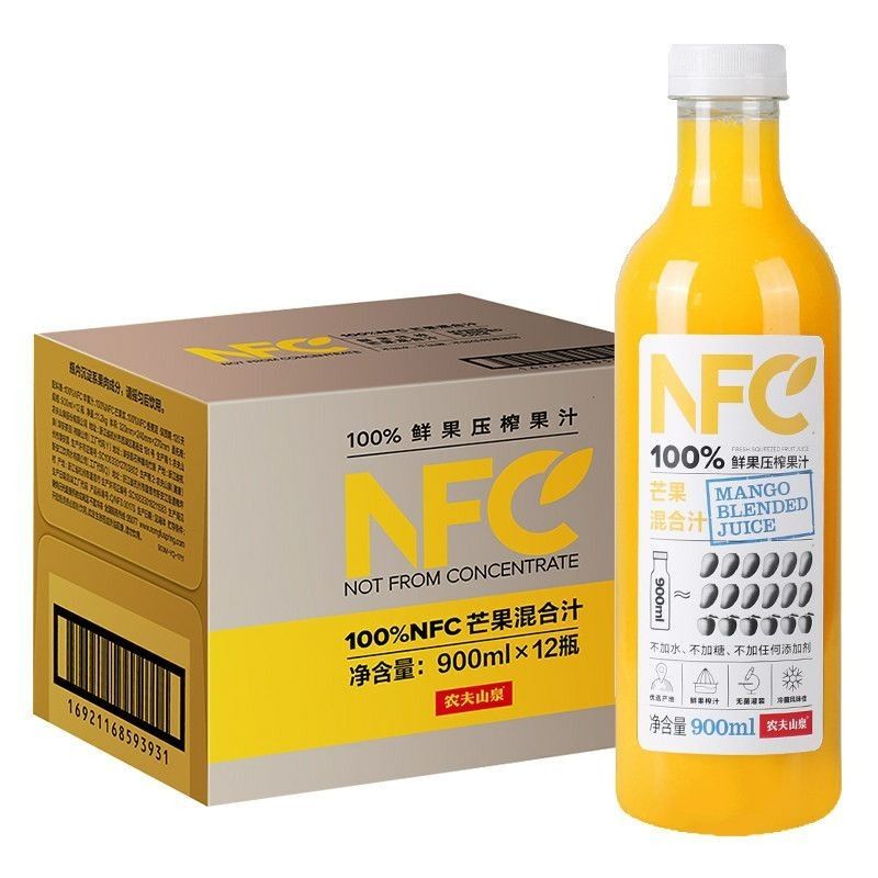 农夫山泉NFC芒果果汁大瓶装900ml*12瓶（新旧包装随机发货）