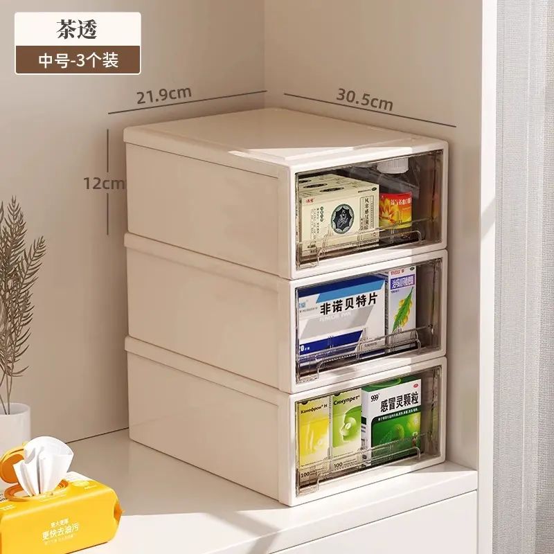 透明药箱药物收纳盒抽屉式家用医药箱大容量药品收纳柜多层家庭装