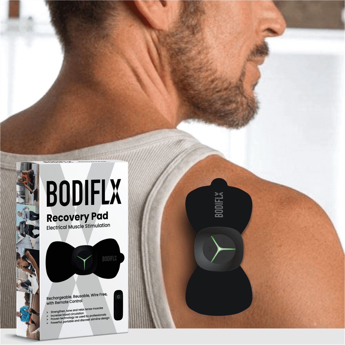 BODIFLX Physio Recovery Pad EMS Wireless Back Muscle Stimulator Device