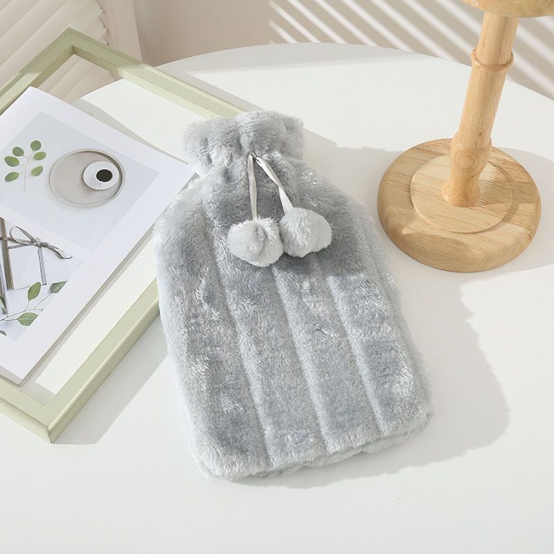 B110 (grey 2000ml）Hot water bottle Plush hand warmer Explosion-proof water-filled