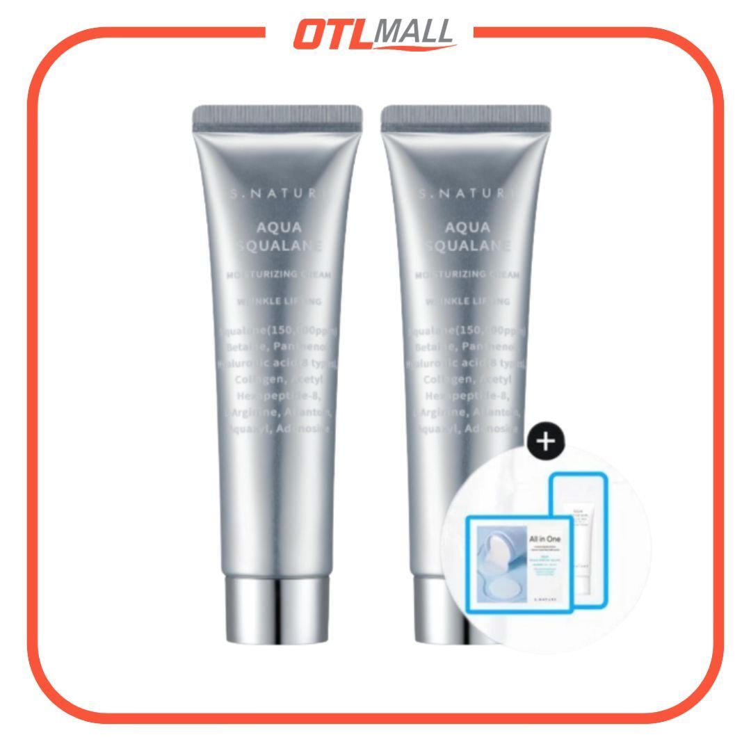 【2件裝】Aqua Squalane Moisturizing Cream 角鯊烷補水面霜 60ml (贈送: 鎮靜棉片2片+ 防曬乳1.5ml)【平行進口產品】