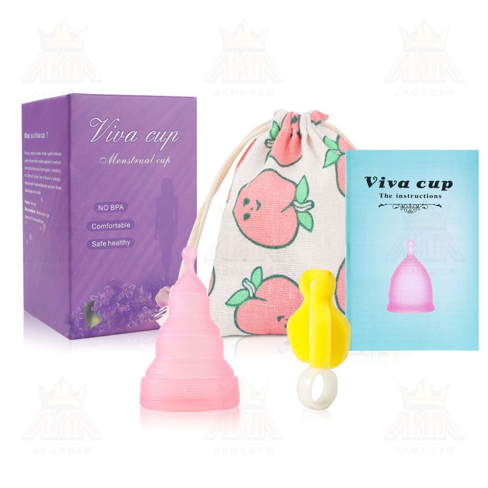 可再用摺疊月經杯 矽膠月亮杯月事杯  (**粉紅色**)