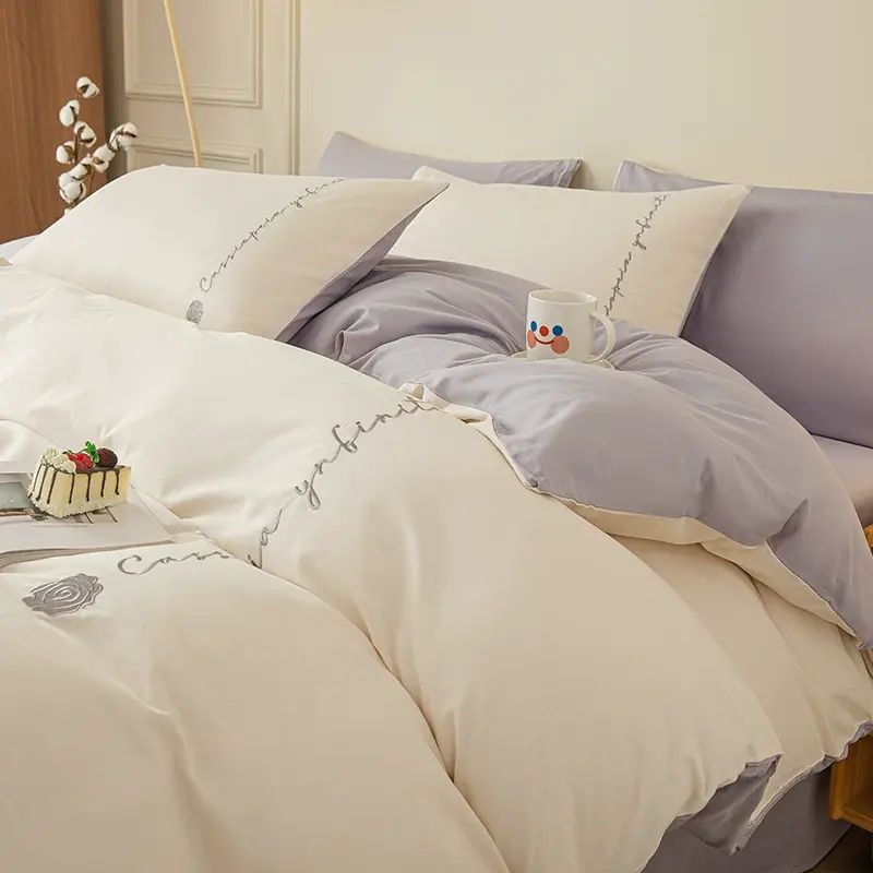 纯棉床上四件套全棉2025新款日系被套简约单人床单被罩三件套平行进口