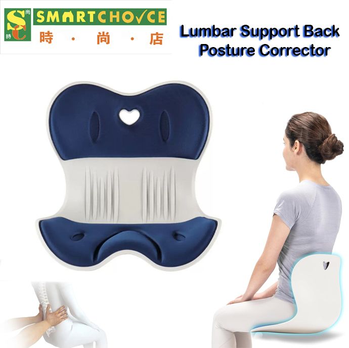 Lumbar Support Back Posture Corrector (Dark Blue) (Ergonomic Lower Back Chair Support)(For Posture)