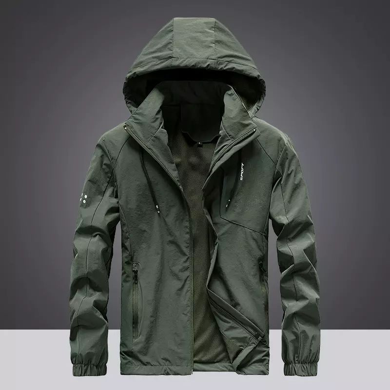 男士运动夹克春秋季户外休闲速干透气风衣男中年宽松舒适轻薄外套