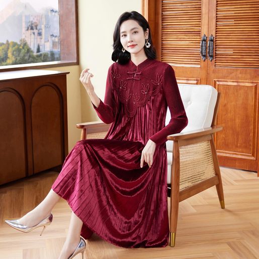 sachin and babi light blue dress Velvet New Dress Winter Autumn Winter Red Velvet Thick Warm Midi Dress  Women Luxury Chic Wedding