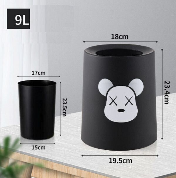 雙層垃圾桶/收納桶-黑9L（19.5*18*23.5cm)#Q901001438