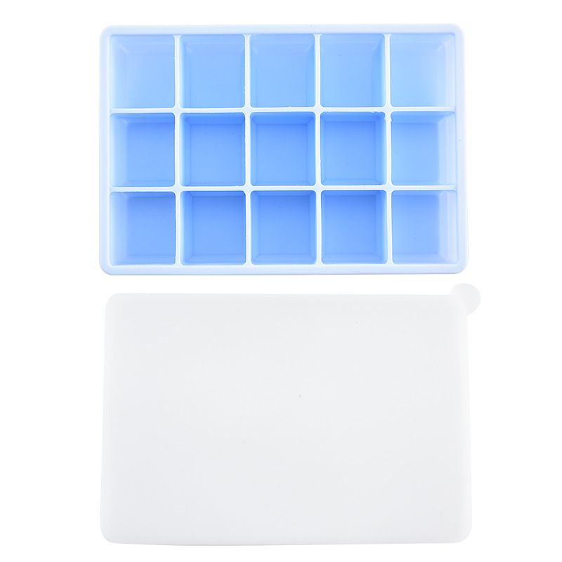 创意硅胶冰格带盖冰块模具冷冻盒子 硅胶冰格模具食品级制冰带硅胶盖冰格 15格