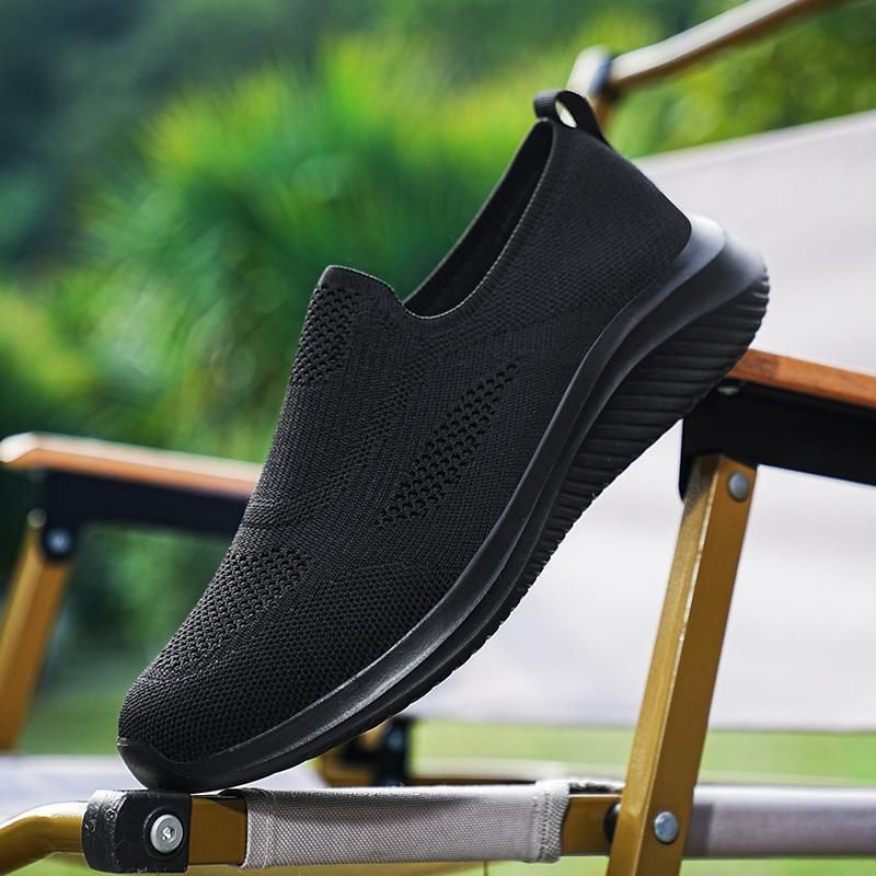 大码4748码男鞋夏季透气一脚蹬休闲老北京布鞋网面透气健步鞋-全黑701 39