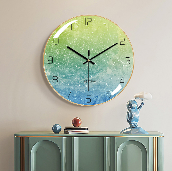 家用簡約石英掛鍾(G金框-12英寸）