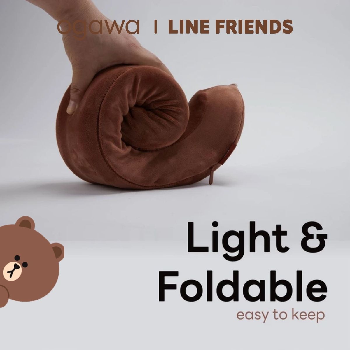 OGAWA | Line Friends U-Shaped Neck Massage Travel Pillow