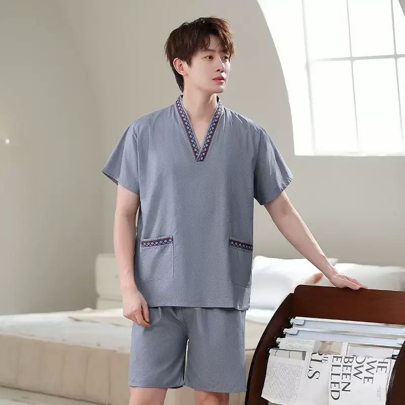 男士薄款按摩睡衣情侶套裝採耳浴服按摩服套裝浴室新款汗蒸服