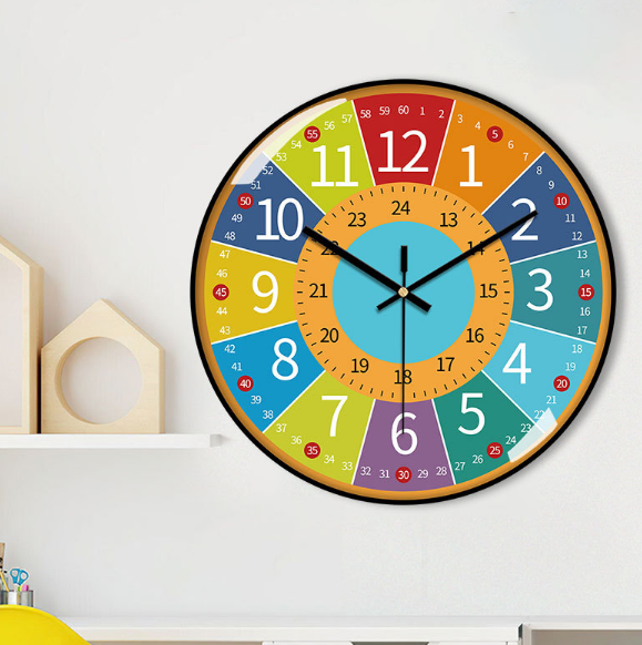 兒童房學習掛鍾 (A款黑框）【尺寸：35cm】
