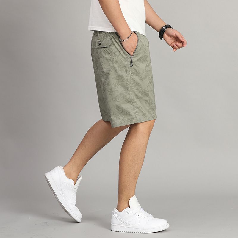 男裝休閒短褲 夏季透氣沙灘褲 寬鬆工裝中褲 熱賣大碼款式- 深藍 2XL