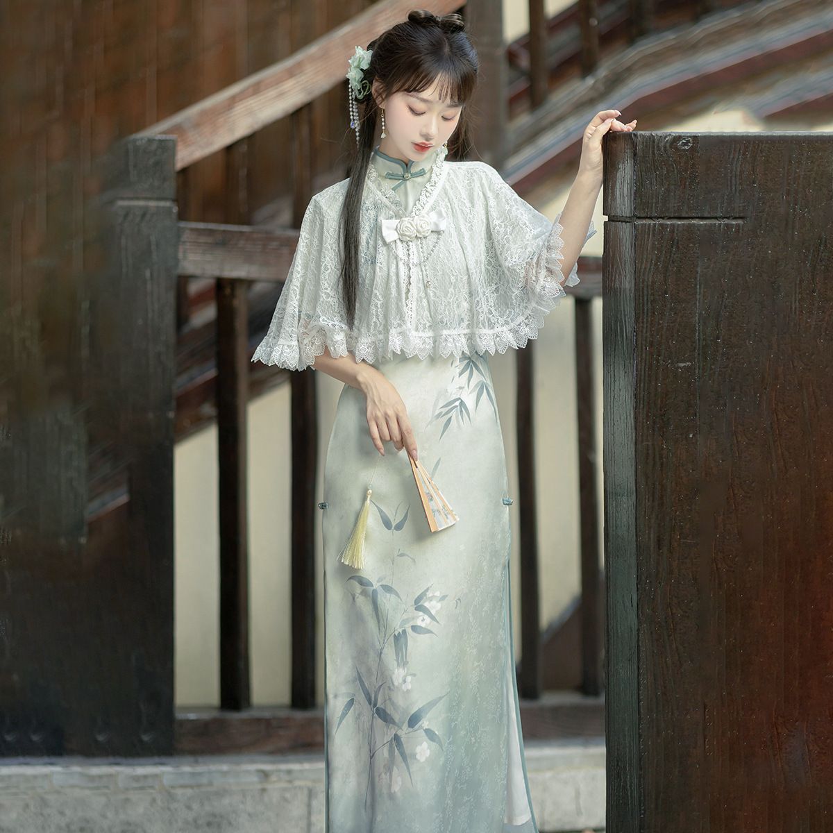 原創空山新雨漢服女中國風改良日常漢元素旗袍連衣裙套裝8689
