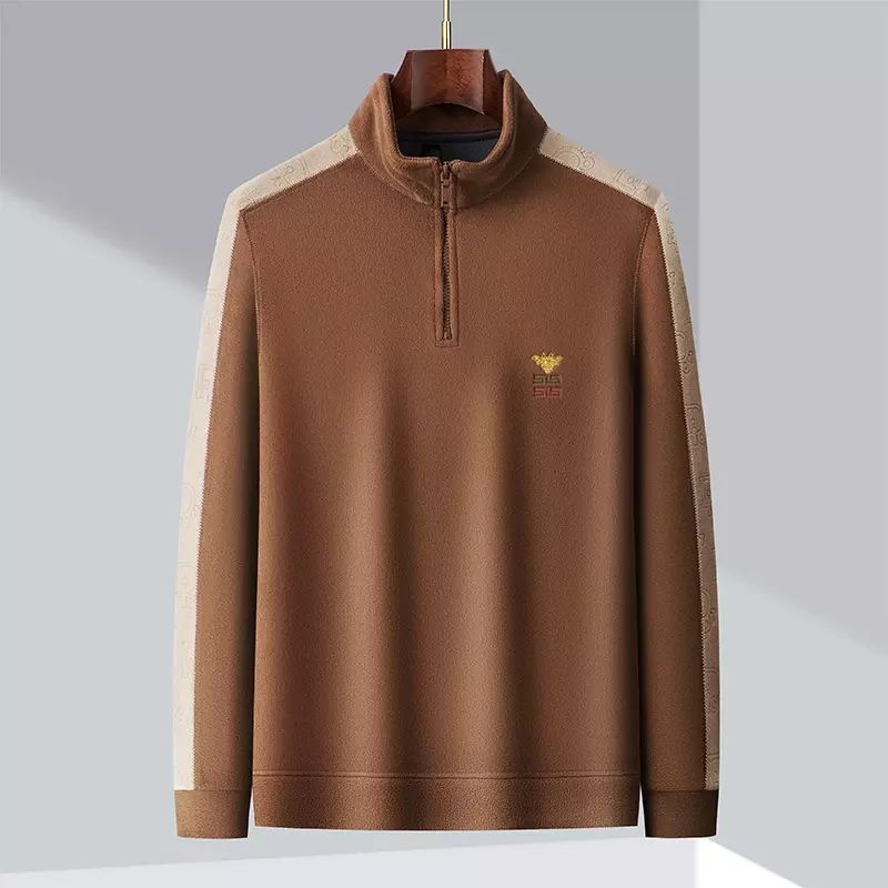 中青年半高拉链立领摇粒绒卫衣男春秋冬拼色保暖套头抓绒衣打底衫