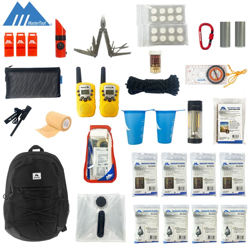 家庭防水求生/應急/急救/緊急避難套裝 - 便攜醫療汽車戶外緊急用品 地震防災應急包 人在野戶外生存急救包 具備各種應急/生火/求生工具 地震停電緊急避難防災包完整套裝