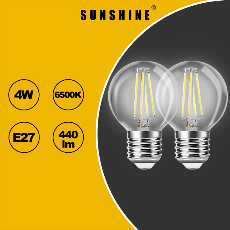 LED燈膽(復古G45燈絲球泡) - 4W / E27大螺頭 / 白光6500K [2件優惠裝] #LED球膽 #LED燈泡 (LFGGF-4E27D)