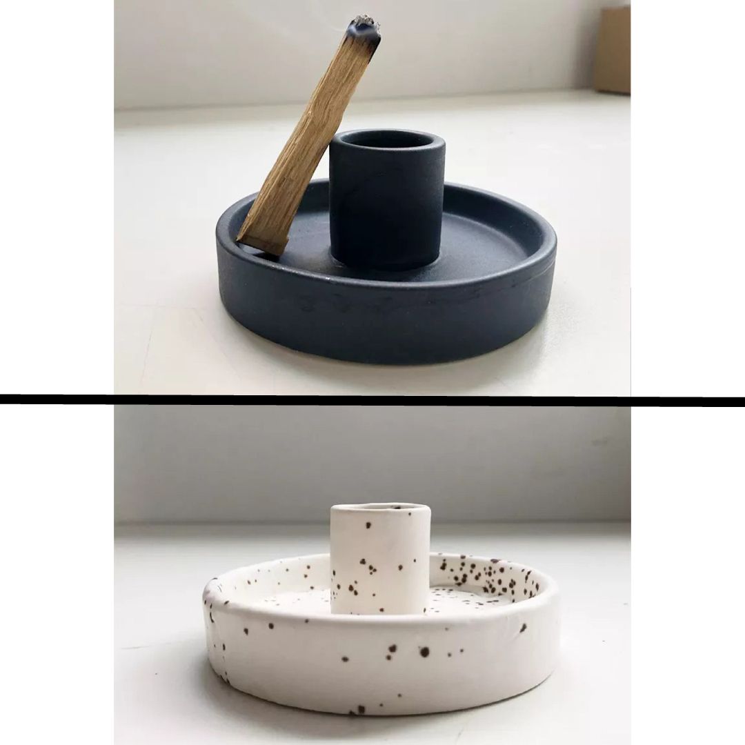 diseno Living 秘魯聖木陶瓷台座 | 北歐蠟燭台 - 隨機顏色(白或藍)(贈品)