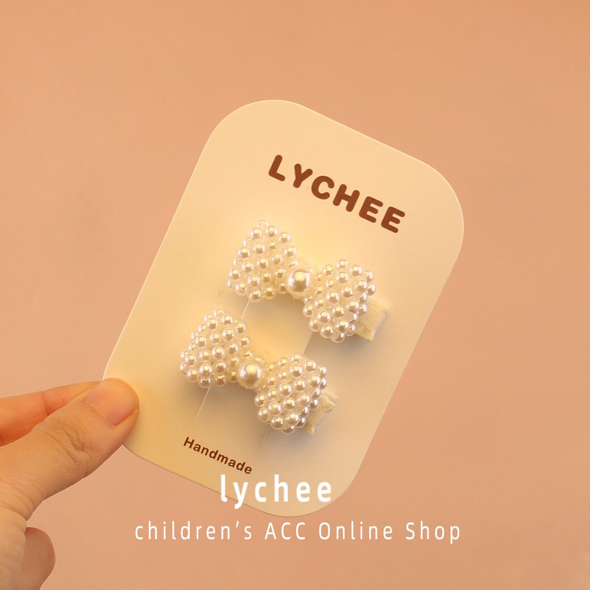 Full pearl three-dimensional pearl bow children's paired outfit BB clip with inlaid imitation pearl 