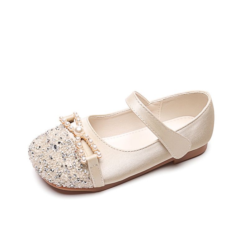 Girl princess spring and autumn rhinestone shoes baby leather shoes children's shoes soft sole