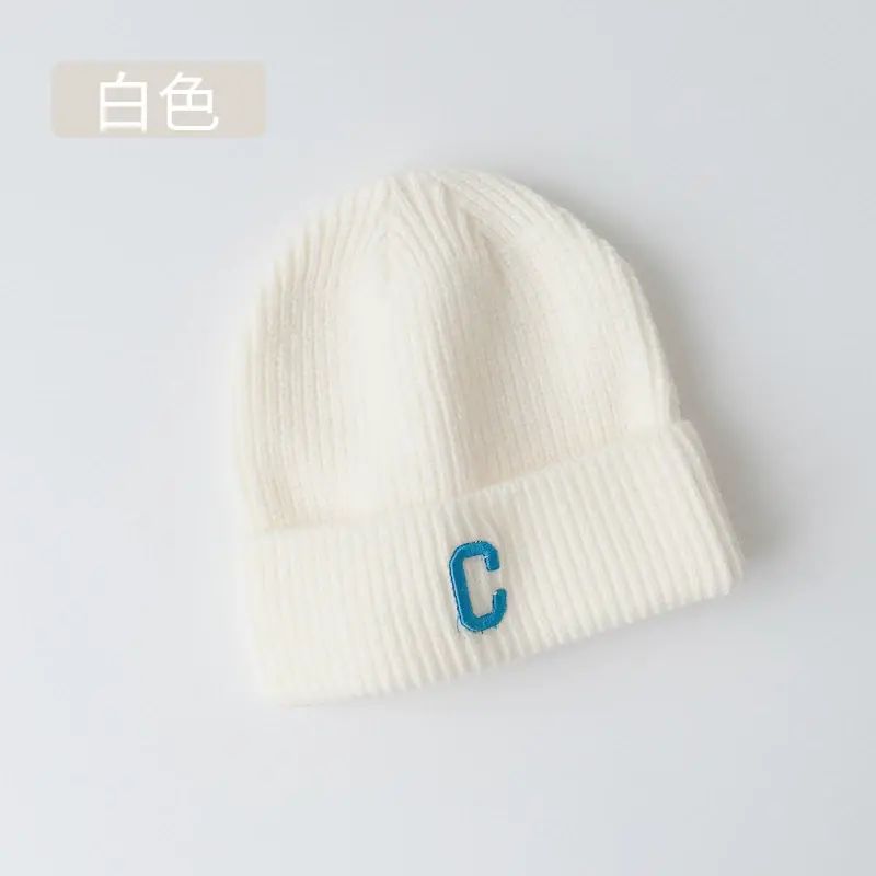 Children's hats Autumn and Winter Baby Knitted Boys and Girls Infant Kids Fashio-white 2-8 years old