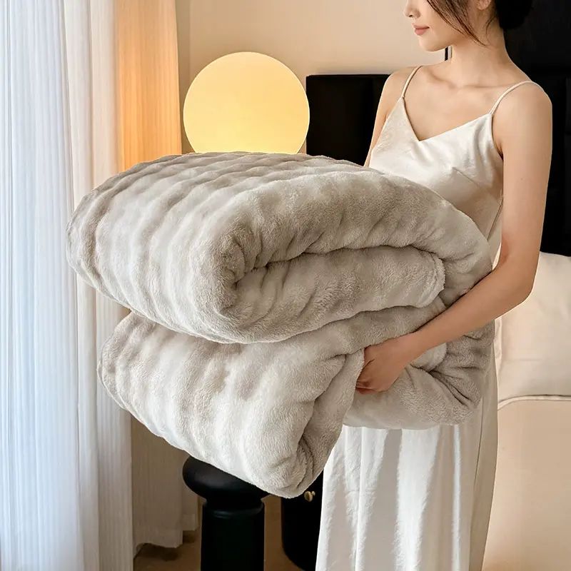 爆款泡泡绒毛毯加厚法兰绒珊瑚绒毯子办公室午睡毯单人空调