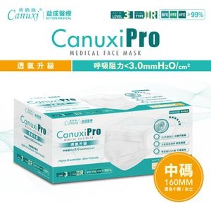 【香港製】Canuxi Pro - 高透氣白色成人口罩 (30片獨立包裝) - 中碼