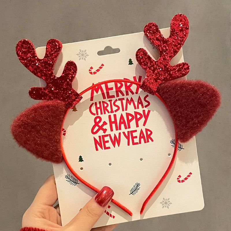 耶誕節發箍兒童發飾髮夾節日禮物鹿角髮卡派對裝扮頭箍cos頭飾品 毛絨猫耳. 酒紅