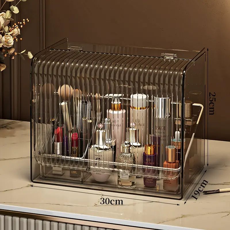 化妆品收纳盒桌面大容量防尘收纳箱亚克力抽屉式口红护肤品