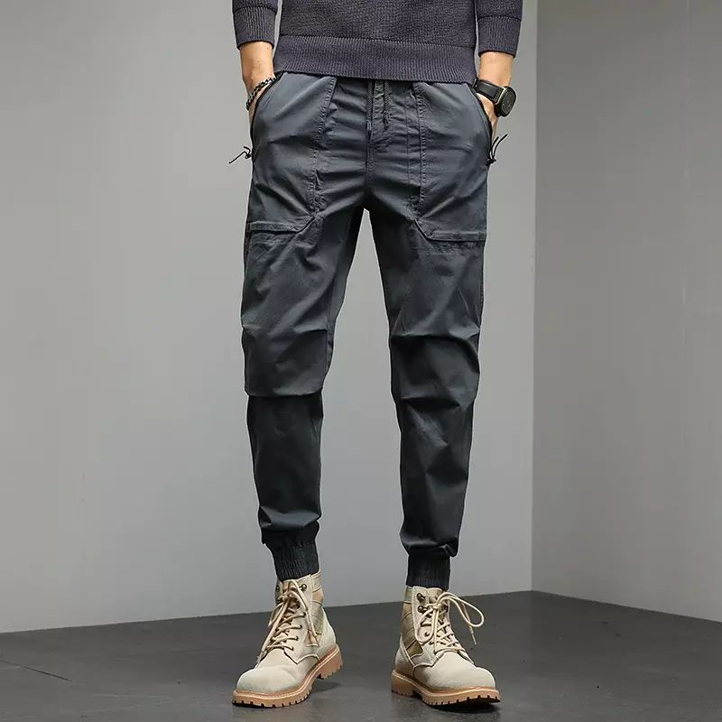 复古水洗做旧休闲裤男春秋季直筒束脚长裤工装成衣染色舒适工装裤